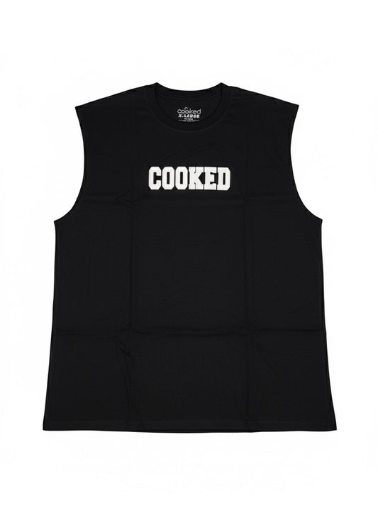 Black tank top with White puff print logo